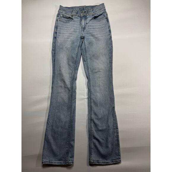 American Eagle Women's 90s Low Rise Skinny Kick Denim Jeans - Size 00 (25x31) - Picture 1 of 6